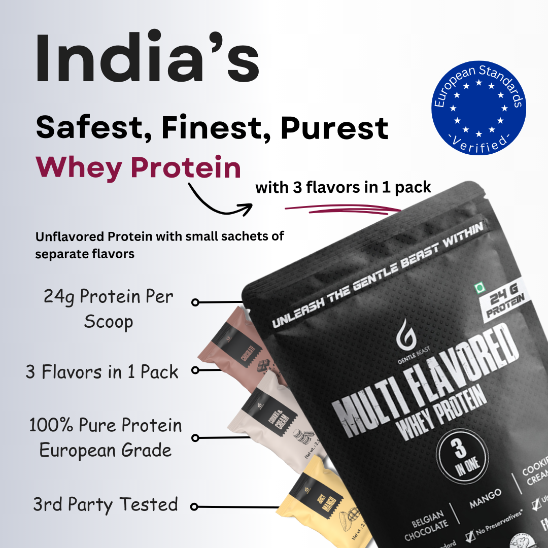 Multi-Flavored 100% Whey Protein | 3-in-1 Flavors | Gluten & Hormone Free Whey - (24g Pure Protein)